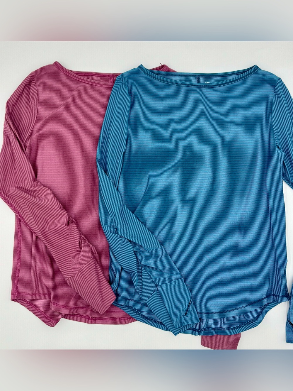 Girls All In Motion - Two Long Sleeve Sporty Shirts - Blue and Pink.